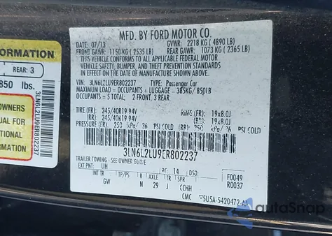 2014 Lincoln Mkz Hybrid из США, поврежденный, VIN 3LN6L2LU9ER802237